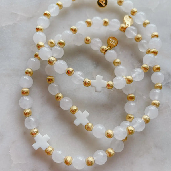 White Everyday Cross Bracelet