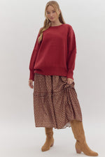 Oversized Knit Sweater: Crimson