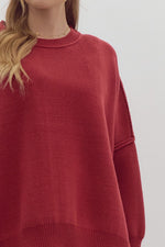 Oversized Knit Sweater: Crimson