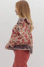 Multi Print Mix Blouse: Berry