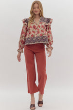 Multi Print Mix Blouse: Berry