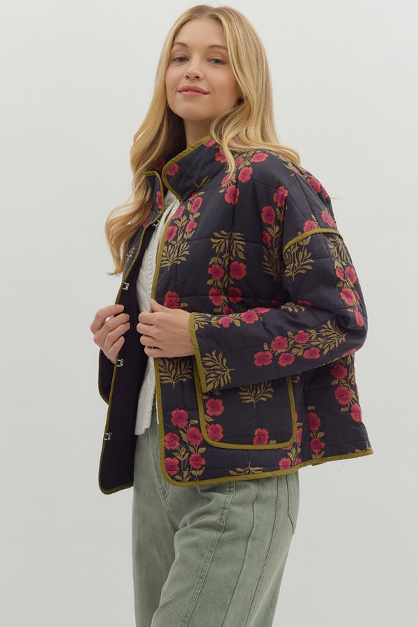Botanical Long Sleeve Quilted Jacket