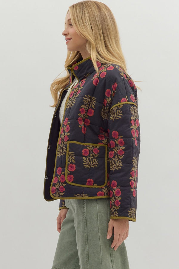 Botanical Long Sleeve Quilted Jacket