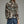Print Ecru Long Puff Sleeve Top w High Neckline & Button Detail