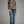 Print Ecru Long Puff Sleeve Top w High Neckline & Button Detail