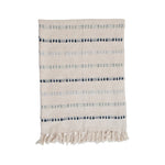 Woven Cotton Embroidered Throw with Fringe