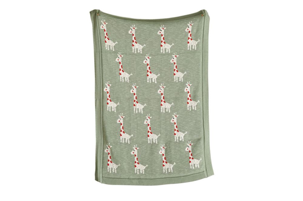 Cotton Knit Blanket with Giraffe