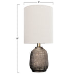 Terracotta Table Lamp with Linen Shade with Glaze