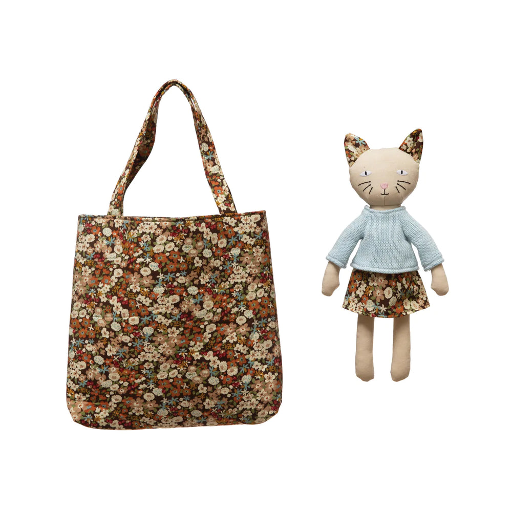 Cat Doll w/ Flowered Tote