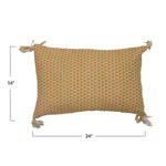 Cotton Printed Lumbar Pillow with Frayed Tassels