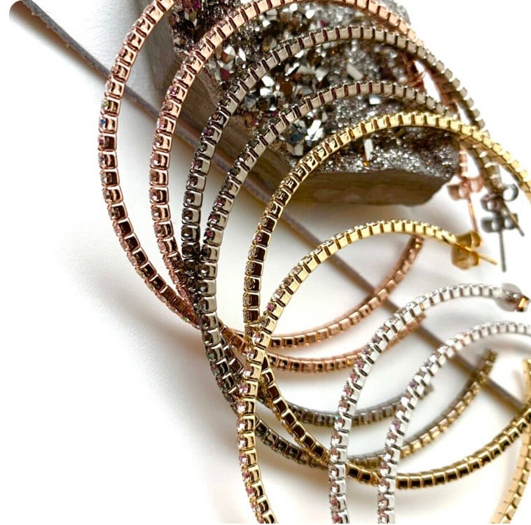 Pave Hoops: Gold