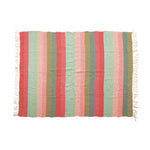 Recycled Cotton Blend Striped Throw with Tassels