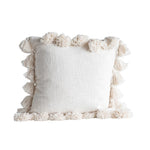 Woven Cotton Slub Pillow w/ Tassels