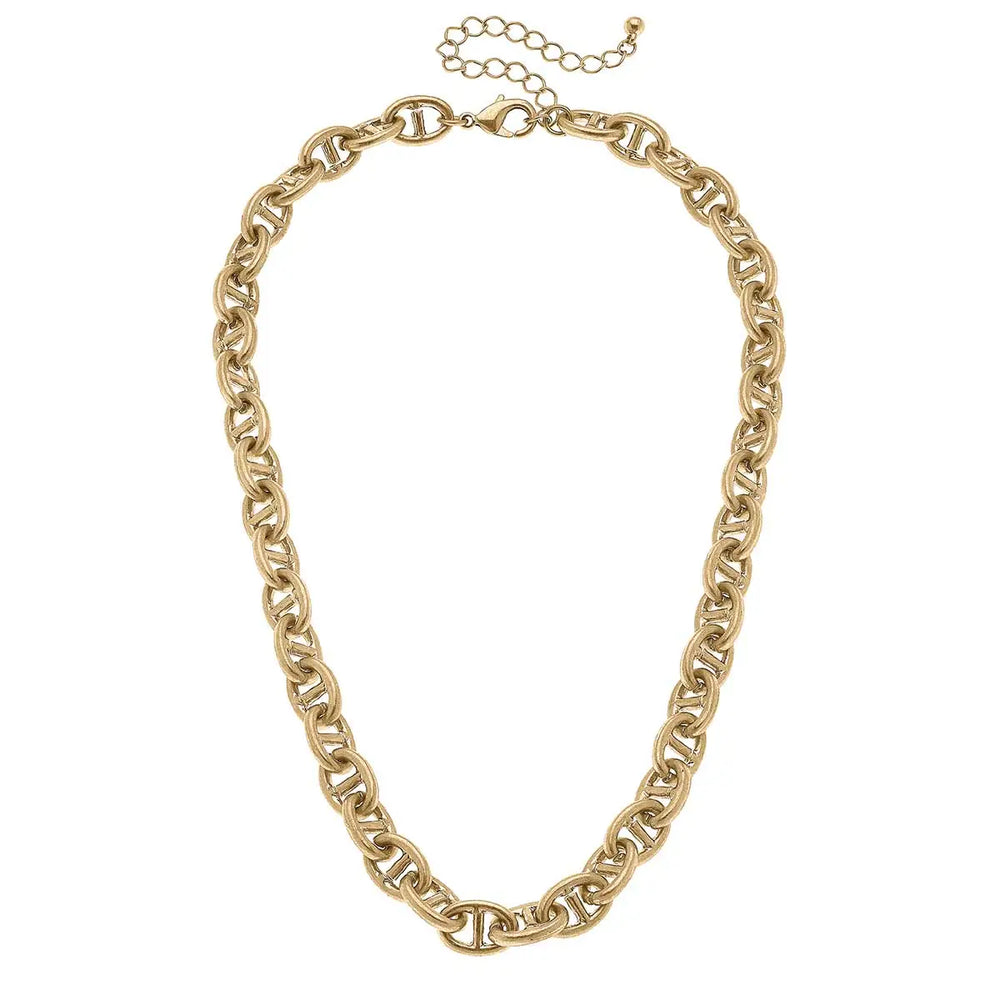 Ada Mariner Chain Link Necklace in Worn Gold