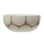 Hand-Painted Stoneware Bowl with Scallop Design
