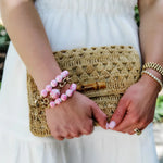 Paloma Chinoiserie & Chunky Chain Bracelet in Pink & White