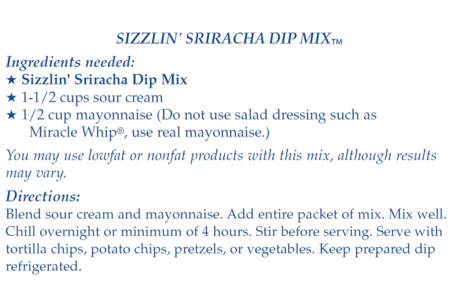 Sizzlin' Sriracha Dip Mix