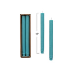 Unscented Hobnail Taper Candles in Box, Cyan