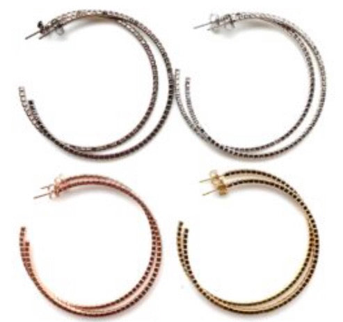 Pave Hoops-Rose Gold
