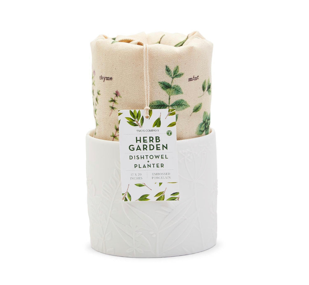 Herbs Dish Towel in Herb Pattern Planter