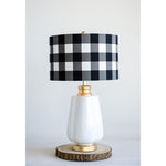 Ceramic Table Lamp w/ Linen Checked Shade