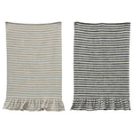 Cotton Striped Tea Towel with Ruffle, 2 Colors
