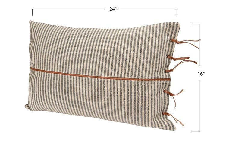 Cotton Ticking Striped Lumbar Pillow