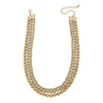 Iliana Ribbed Metal Layered Necklace in Worn Gold