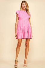 Tiered Mini Dress - Pink
