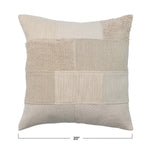20" Cotton Patchwork Pillow w/ Chambray Back, Polyester Fill