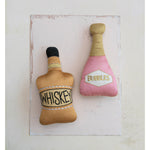 Cotton Bottle Shaped Pillow w/ Embroidery, Mustard Color