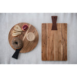 Round Acacia Wood Cutting Board with Black Handle