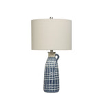 Stoneware Table Lamp with Embossed Grid Pattern