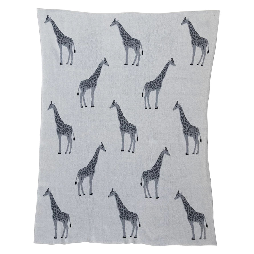 Cotton Knitted Baby Blanket, Giraffe
