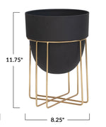 Black Metal Planters with Gold Finish Stands