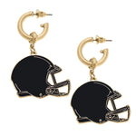 Game Day Football Helmet Enamel Earrings in Black
