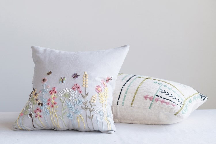 French Knot Flower Pillow