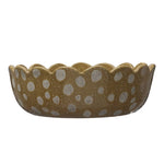 Decorative Hand-Painted Terra-cotta Bowl w/ Scalloped Edge & Dots