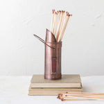 Metal Matchstick Holder w/ Handle & 60 Safety Matches, Antique Copper Finish