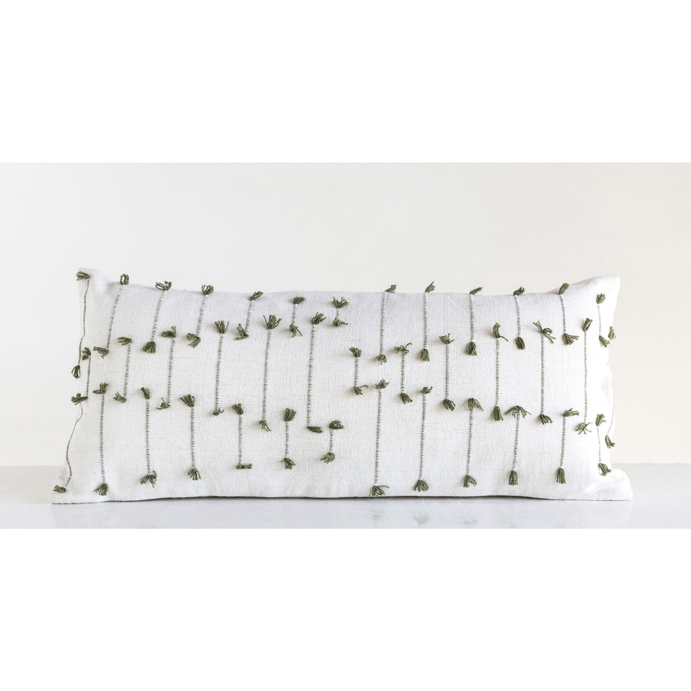 36" x 16" H&-Woven Lumbar Pillow with Woven Tassels