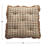 Woven Cotton Pillow with Eyelash Fringe