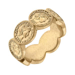 Ensley Coin Ring in Worn Gold Size 7