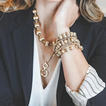 Mila Ribbed Metal Chunky Chain Bracelet in Worn Gold
