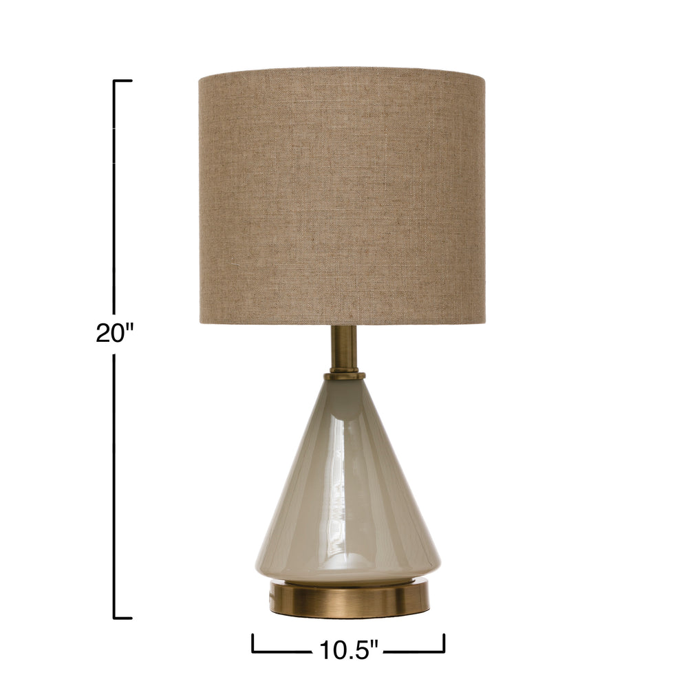 Glass Table Lamp with Linen Shade