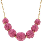 Demi Raffia Bead Statement Necklace in Pink