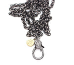 36” chain with pave clasp- gunmetal
