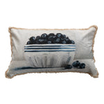 Cotton Lumbar Pillow with Fringe & Blueberries