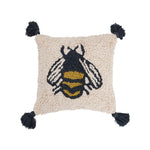 Cotton Punch Hook Pillow with Bee