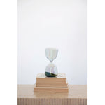 Decorative Glass Hourglass with Black Sand, Iridescent Finish