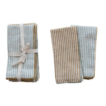 Cotton Napkins w/ Stripes, 2 Colors, Set of 4